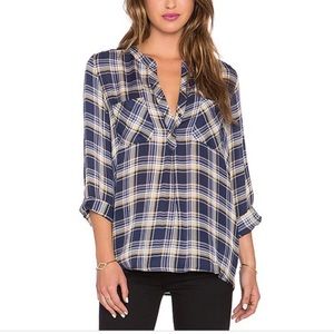 Joie Nelia silk plaid popover shirt XS